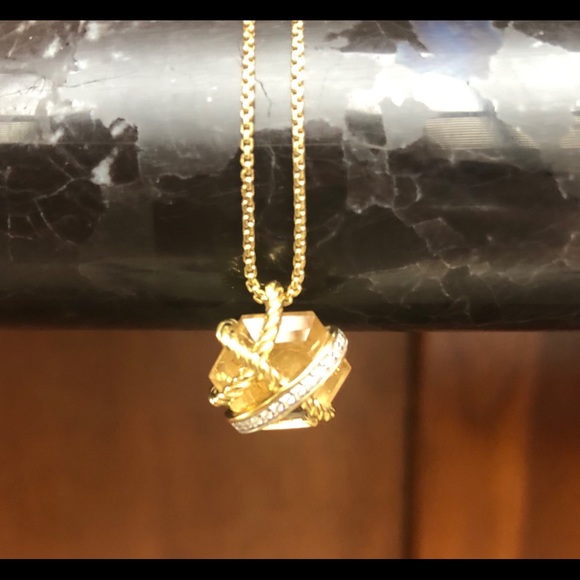 David Yurman 18k Yellow Gold Cable Wrap Necklace Citrine - Picture 4 of 8